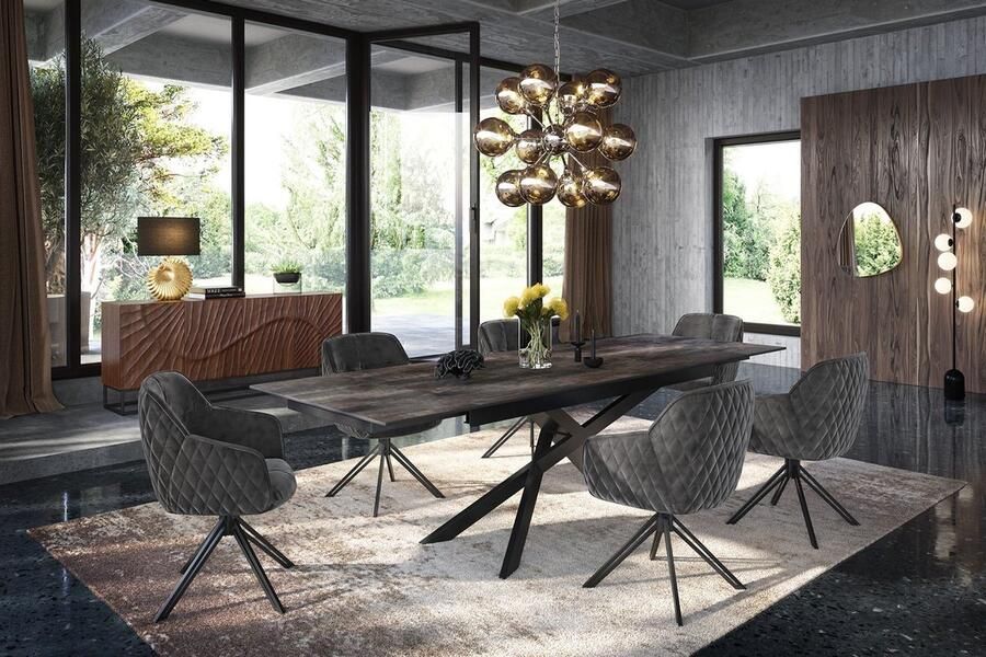 Invicta Interior Uitschuifbare eettafel EUPHORIA 180-220-260cm antraciet lavakeramiek gemaakt in Italie 40170