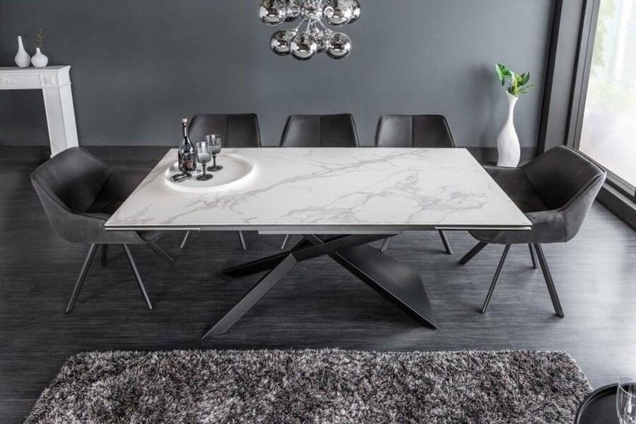 Invicta Interior Uitschuifbare eettafel Celeste Essence 180-220-260cm marmer wit keramiek gemaakt in Italie - Foto 2