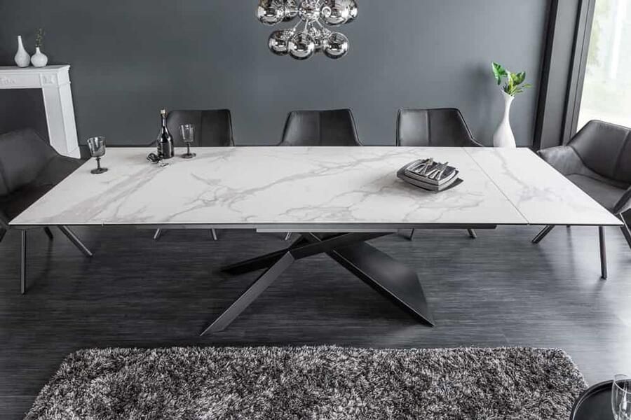Invicta Interior Uitschuifbare eettafel Celeste Essence 180-220-260cm marmer wit keramiek gemaakt in Italie - Foto 3