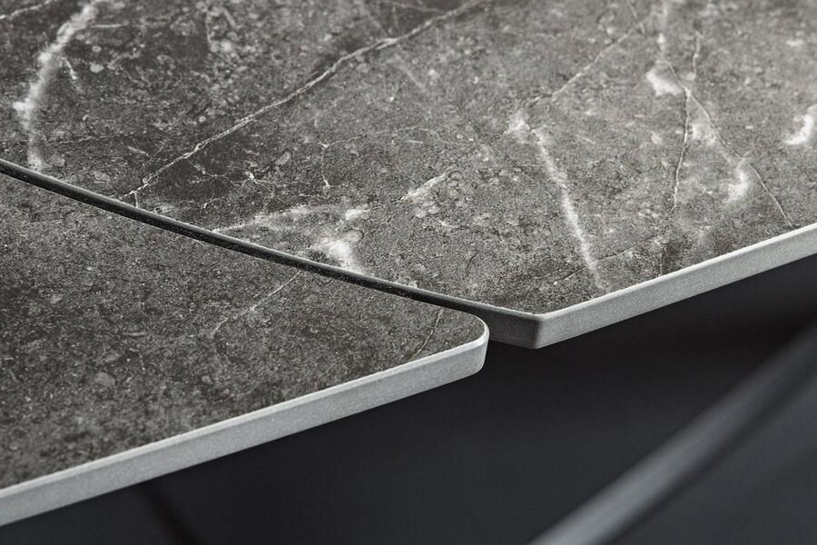 Invicta Interior Uitschuifbare eettafel INCEPTION 130-190cm antraciet ovaal keramiek zwart metaal 46424