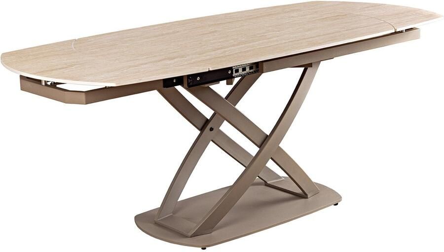 Invicta Interior Uitschuifbare eettafel INCEPTION 130-190cm ovaal travertijn keramiek champagne greige 46426 - Foto 2
