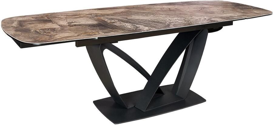 Invicta Interior Uitschuifbare eettafel PAPILLON 180-260cm taupe keramiek marmer zwart metaal 45178 - Foto 2