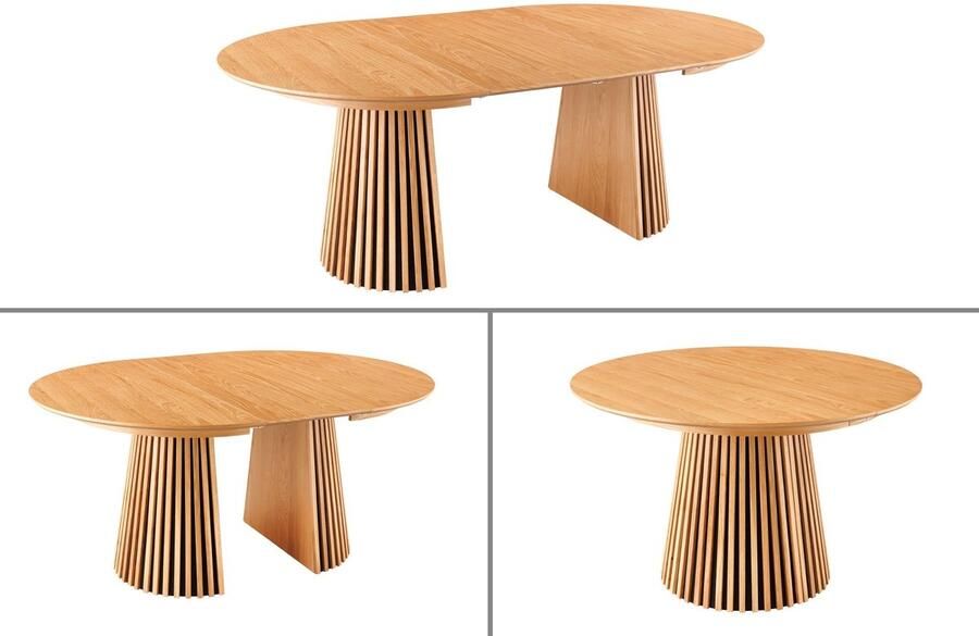 Invicta Interior Uitschuifbare eettafel VALHALLA WOOD 120-160-200cm naturel eiken ovale voet 44092