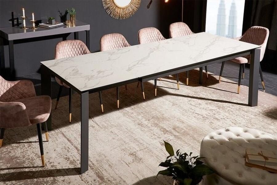 Invicta Interior Uitschuifbare eettafel X7 180-240cm marmer wit keramiek gemaakt in Italie 41453