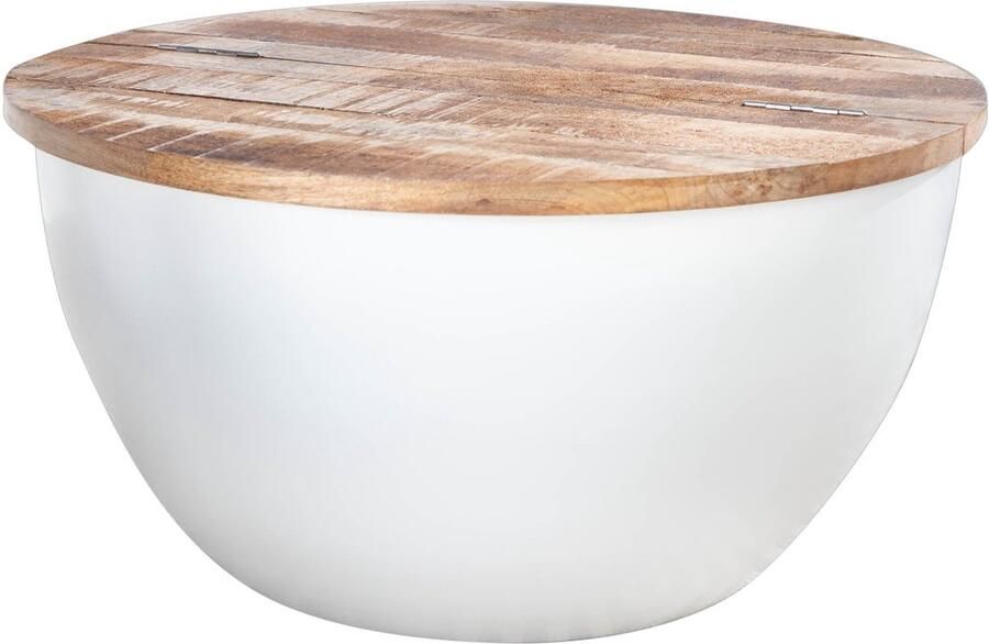 Invicta Interior Upcycled Design Salontafel INDUSTRIËLE OPSLAG 70cm wit mangohout handgemaakt 40891 - Foto 2