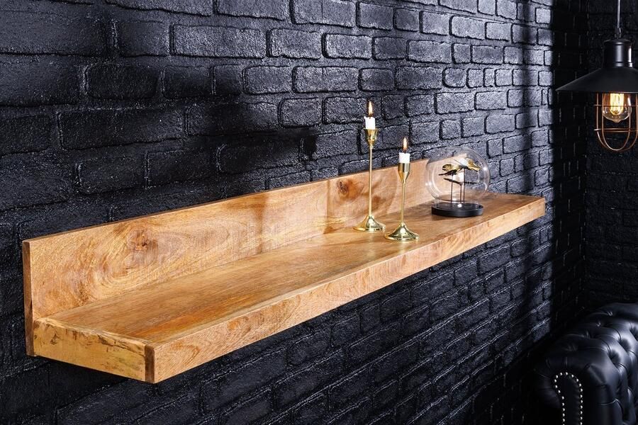 Invicta Interior Massieve wandplank MAKASSAR 140cm naturel mangohout handgemaakt 44743