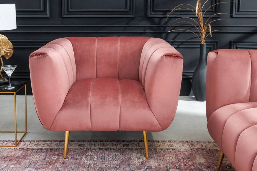 Invicta Interior Retro fauteuil NOBLESSE 105cm oudroze fluweel met decoratieve quilting 43265 - Foto 2