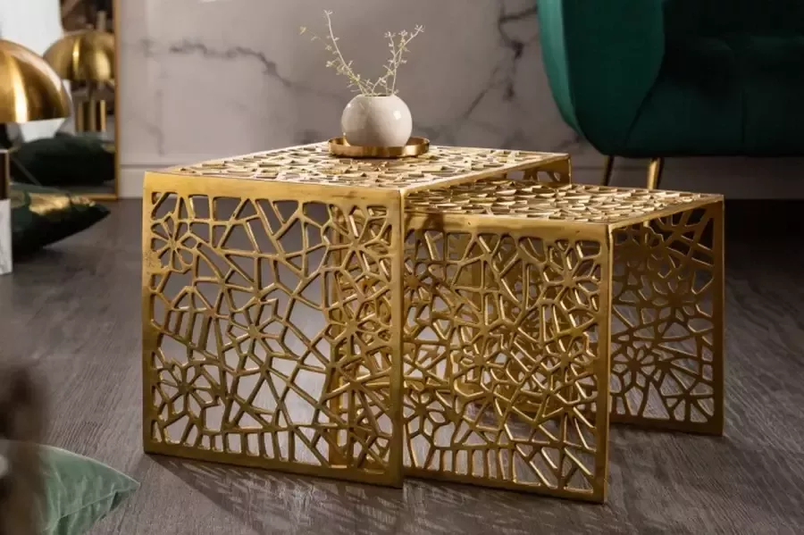 Invicta Interior Handgemaakte salontafel ABSTRACT 50cm set van 2 goud in Gap-design 40899 - Foto 3
