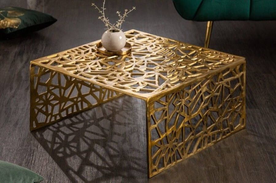 Invicta Interior Handgemaakte salontafel ABSTRACT 60cm aluminium goud in Gap design 40900 - Foto 1
