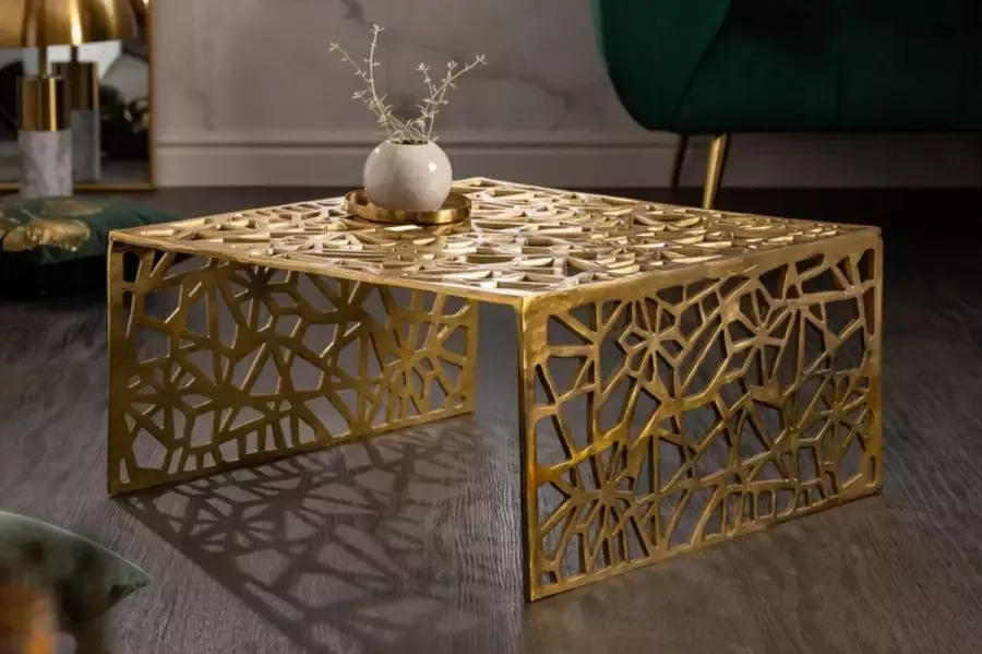 Invicta Interior Handgemaakte salontafel ABSTRACT 60cm aluminium goud in Gap design 40900 - Foto 2