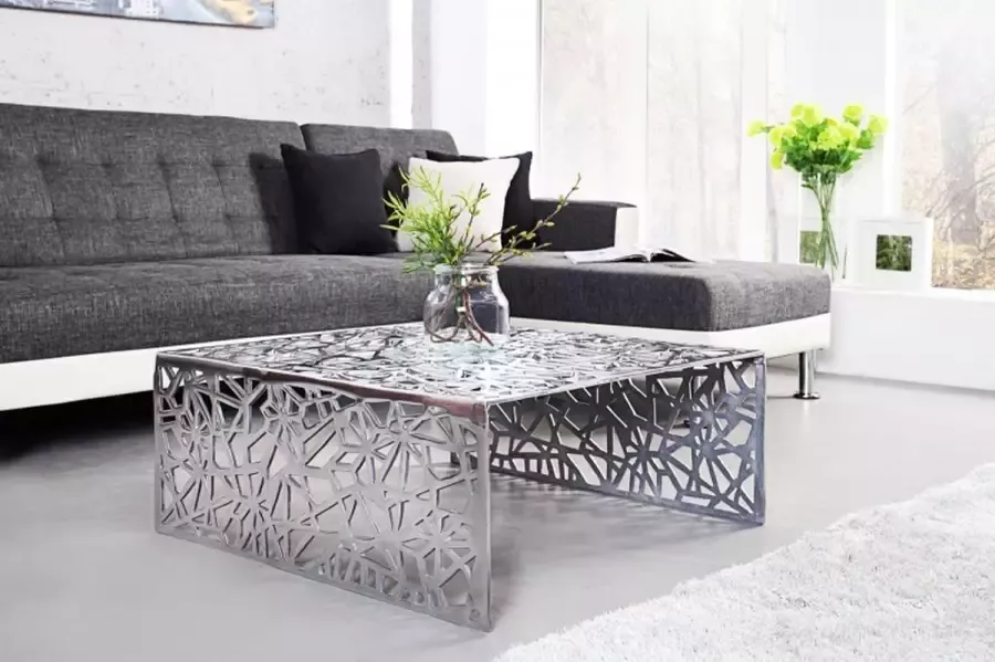Invicta Interior Handgemaakte salontafel ABSTRACT 60cm aluminium zilverkleurig in Gap design 35722 - Foto 2