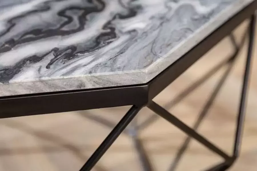 Invicta Interior Elegante salontafel DIAMOND 70cm grijs zwart met marmeren blad 40394