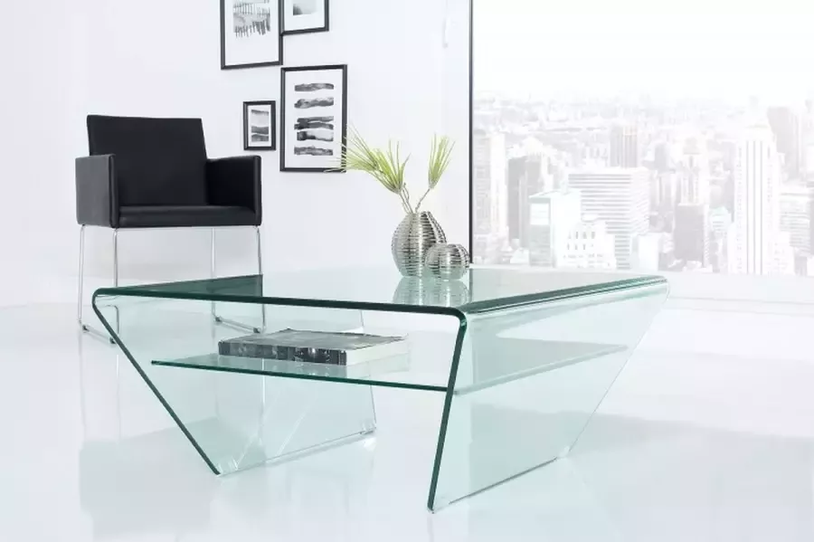 Invicta Interior Moderne glazen salontafel FANTOME 70cm trapeziumvormig met transparante plank 39054 - Foto 2