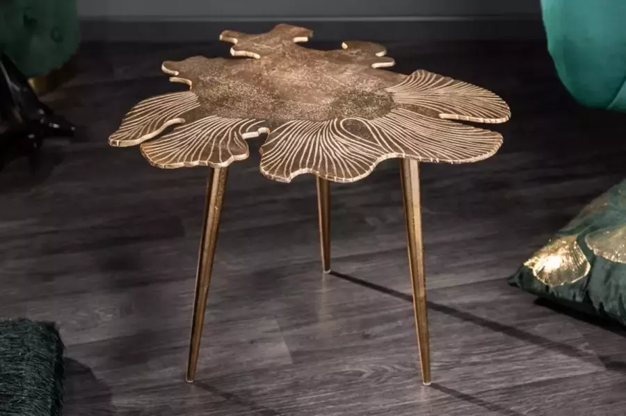 Invicta Interior Handgemaakte salontafel ABSTRACT LEAF 60cm goud filigraan bladontwerp 40390 - Foto 4