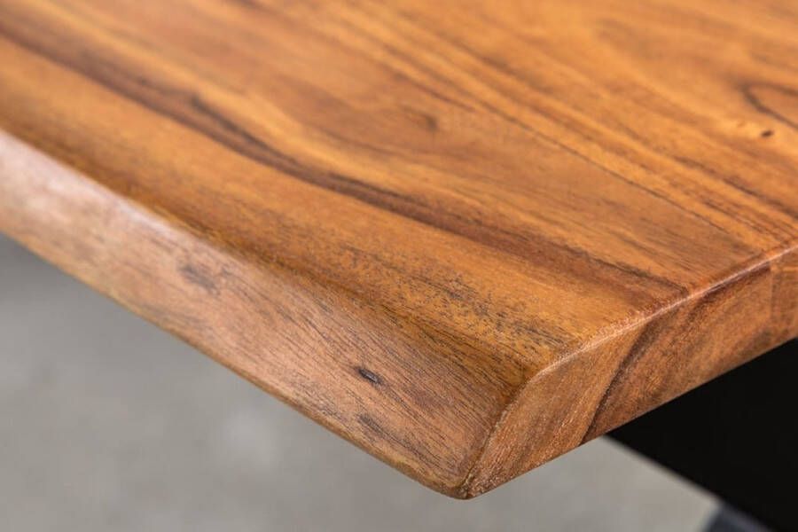 Invicta Interior Massief houten salontafel MAMMUT 120cm acacia honing afwerking X-frame zwart 2 5cm tafelblad 41654 - Foto 3