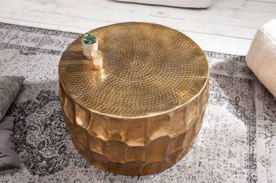 Invicta Interior Ronde salontafel ORGANIC ORIENT 70cm goud metaal gehamerd 3D ontwerp handgemaakt 40225 - Foto 3
