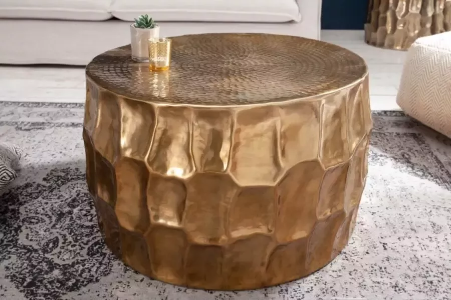 Invicta Interior Ronde salontafel ORGANIC ORIENT 70cm goud metaal gehamerd 3D ontwerp handgemaakt 40225 - Foto 4