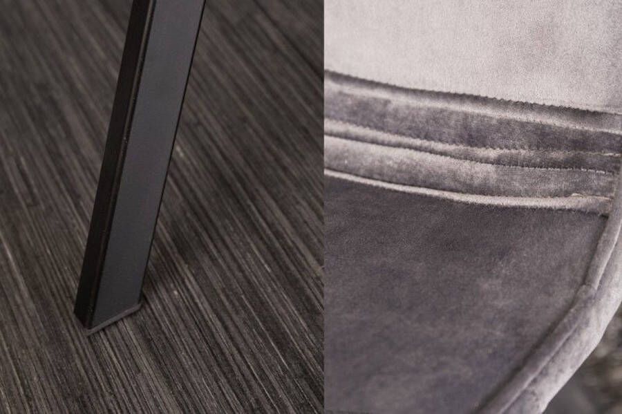 Invicta Interior Retro stoel AMSTERDAM CHAIR donkergrijs fluweel design klassieker 39920 - Foto 2