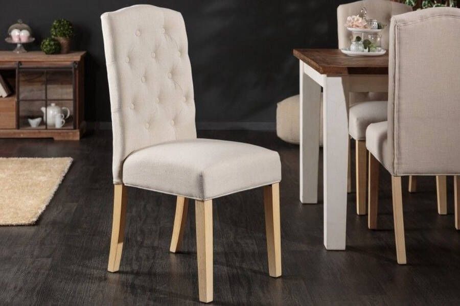 Invicta Interior Elegante stoel CASTLE beige met Chesterfield-quilt in landhuisstijl 40070