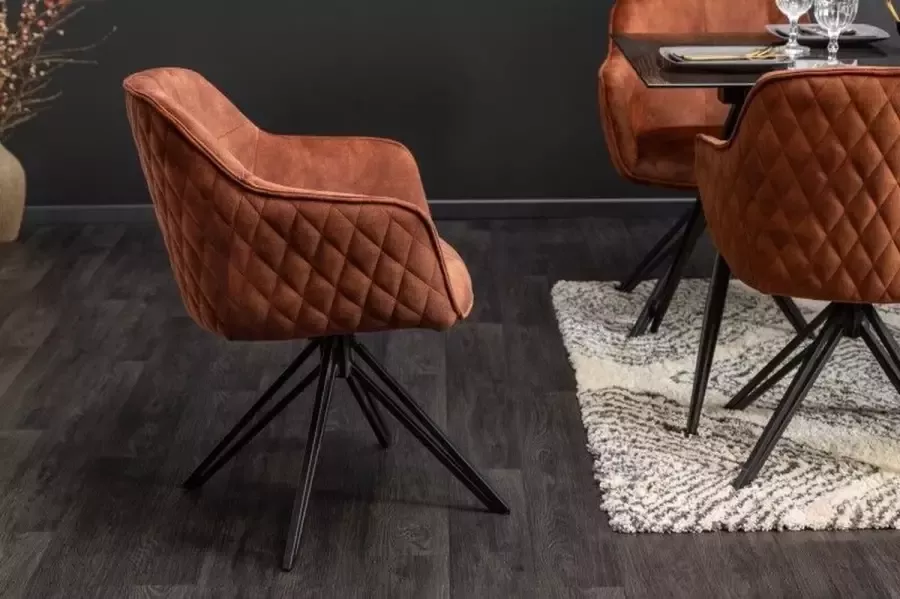 Invicta Interior Draaibare design stoel EUPHORIA bruin fluweel met armleuning metalen frame zwart 40262 - Foto 2