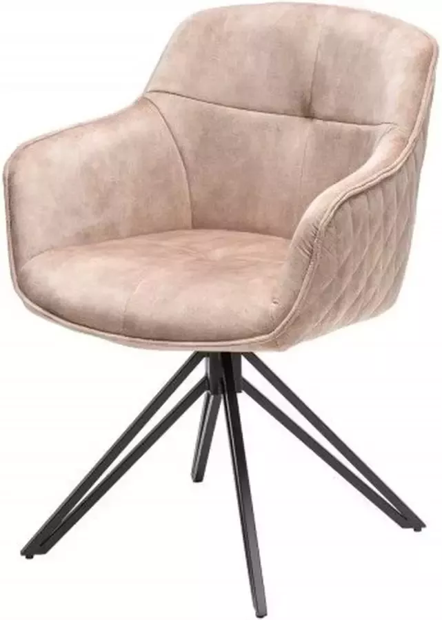 Invicta Interior Draaibare design stoel EUPHORIA champagne greige fluweel met armleuning metalen frame zwart 40259 - Foto 1