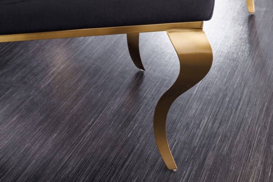 Invicta Interior Elegante stoel MODERN BAROQUE zwart fluweel gouden poten van roestvrij staal 42316 - Foto 2