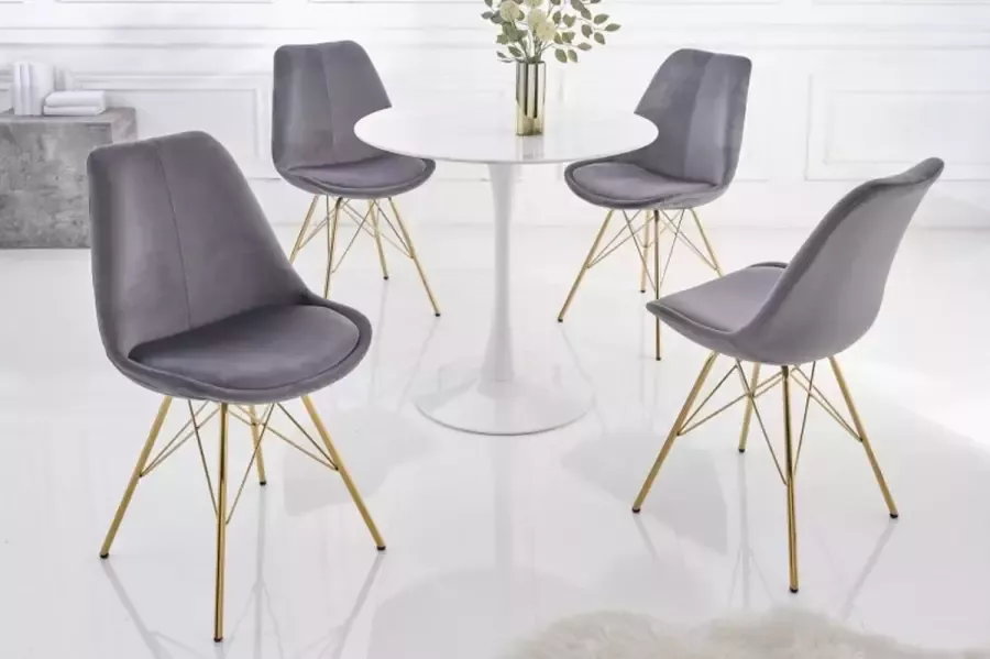 Invicta Interior Design stoel SCANDINAVIA MEISTERSTÜCK donkergrijs fluweel gouden poten 42186 - Foto 1