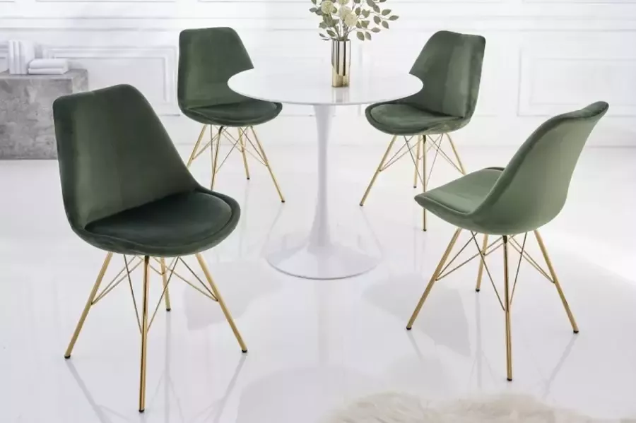 Invicta Interior Design stoel SCANDINAVIA MEISTERSTÜCK donkergroen fluweel gouden poten 42187 - Foto 1