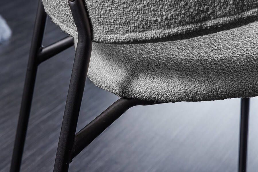 Invicta Interior stoel VOGUE grijs bouclE zwart metalen poten teddy stof retro 43150 - Foto 3