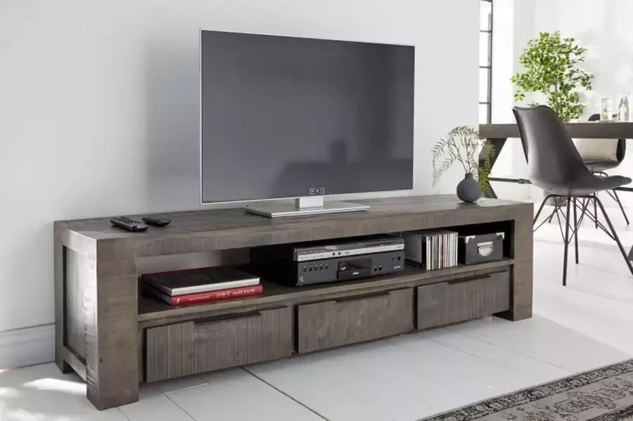 Invicta Interior Massief tv-meubel IRON CRAFT 170cm grijs mangohouten lowboard 3 lades 39279 - Foto 2