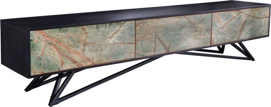 Invicta Interior Massief houten TV-lowboard MOUNTAIN SOUL 200cm echte natuursteen acacia zwart hangend staand 43483 - Foto 2