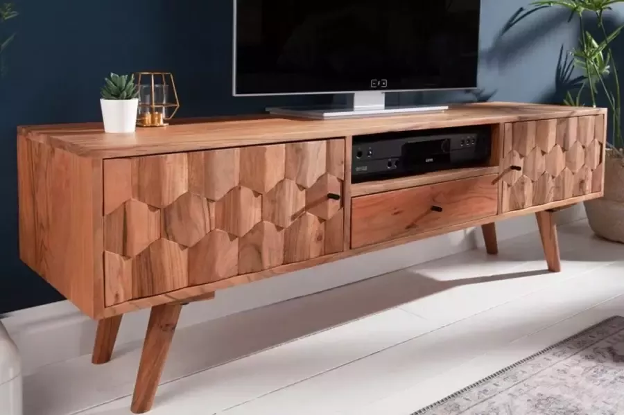 Invicta Interior Massief TV-meubel MYSTIC LIVING 140cm natuurlijk acacia 3D oppervlak massief hout 38423 - Foto 2