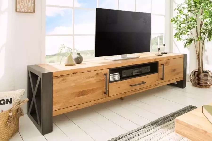 Invicta Interior Massief tv-meubel THOR 200cm wild eiken geolied lowboard in industrieel design 38810 - Foto 1