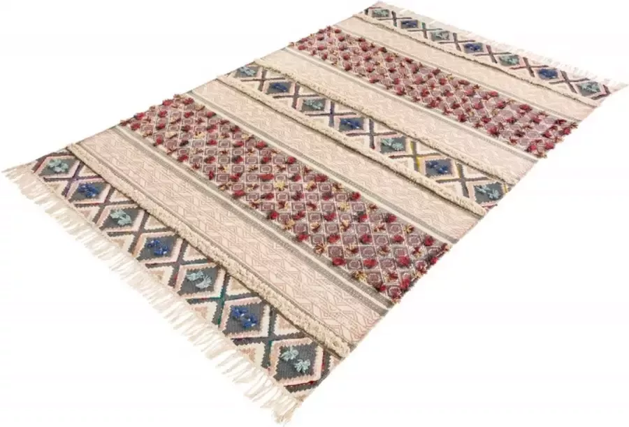 Invicta Interior Handgeweven katoenen tapijt ETHNO 230x160cm kleurrijke geometrische patronen 41487 - Foto 1