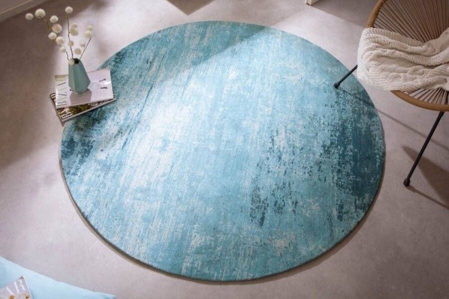 Invicta Interior Vintage tapijt MODERN ART 150cm turquoise gewassen ronde used look 41263 - Foto 3