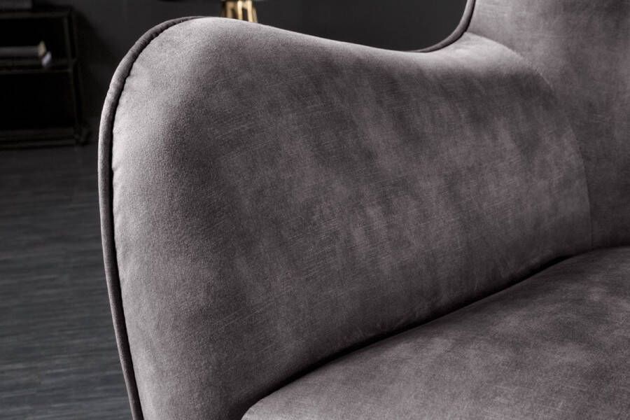 Invicta Interior Design XL fauteuil AMSTERDAM grijs fluweel zwart metalen poten retrostijl 43567 - Foto 2