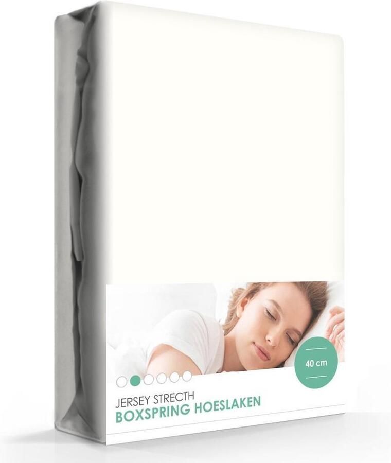 ISeng Boxspring Waterbed Jersey Stretch Hoeslaken Extra Hoog Off-white-80 90 x 200 210 cm