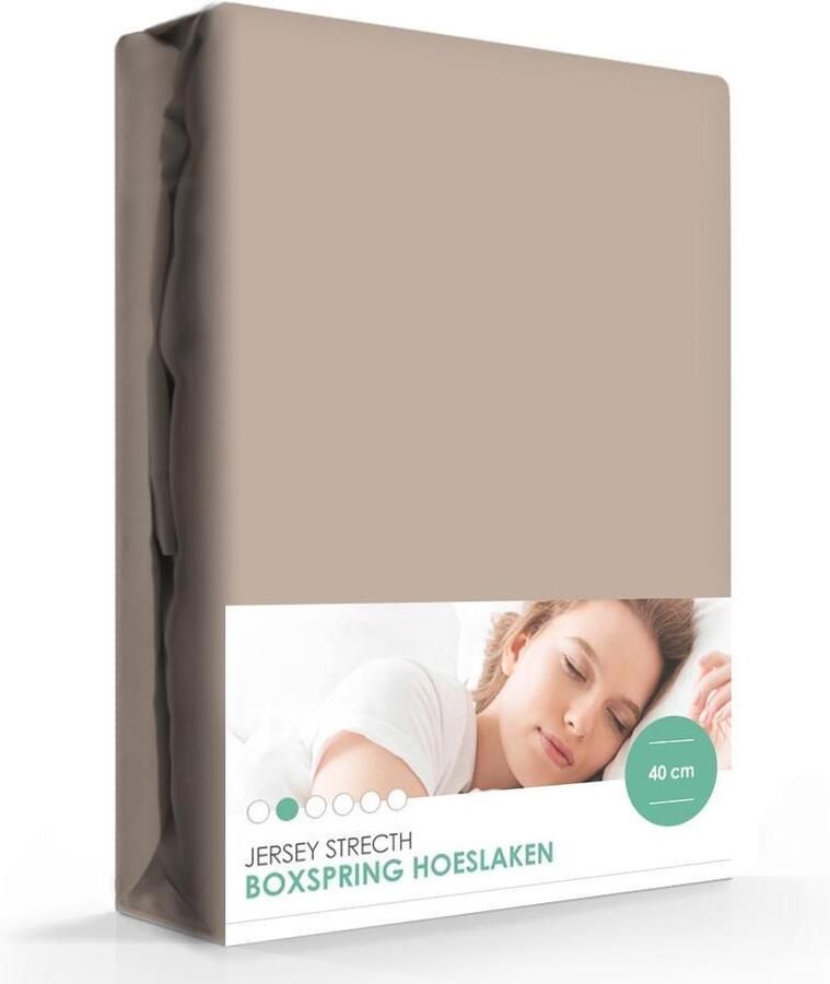 ISeng Boxspring Waterbed Jersey Stretch Hoeslaken Extra Hoog Taupe-80 90 x 200 210 cm