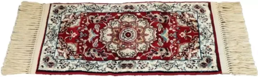 Islamhalalshop Reisformaat gebedskleed bordeaux rood met bloemen 70 cm x 35 cm