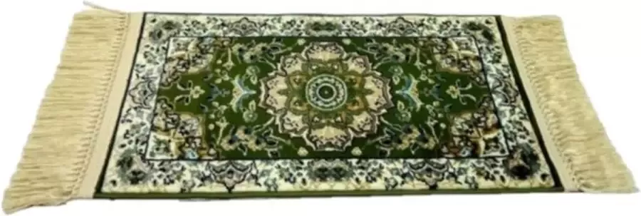 Islamhalalshop Reisformaat gebedskleed groen met bloemen 70 cm x 35 cm