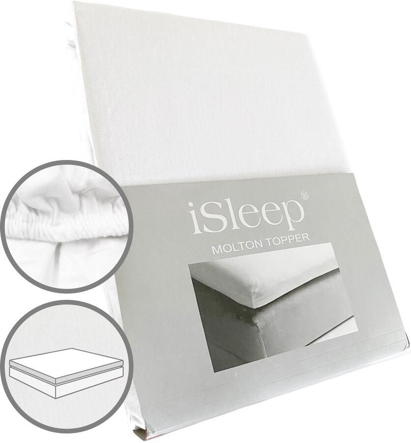 ISleep Molton Topper 100% Katoen Twijfelaar -120x200 cm Wit