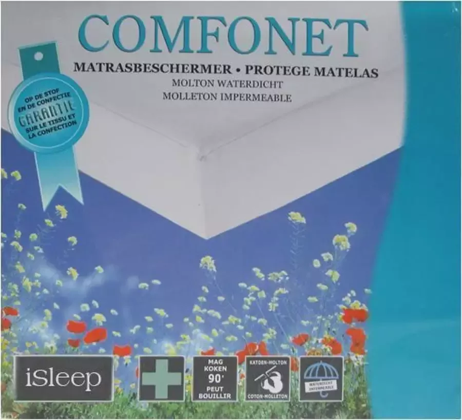 ISleep Molton Hoeslaken Waterdicht Twijfelaar 120x200 cm Wit