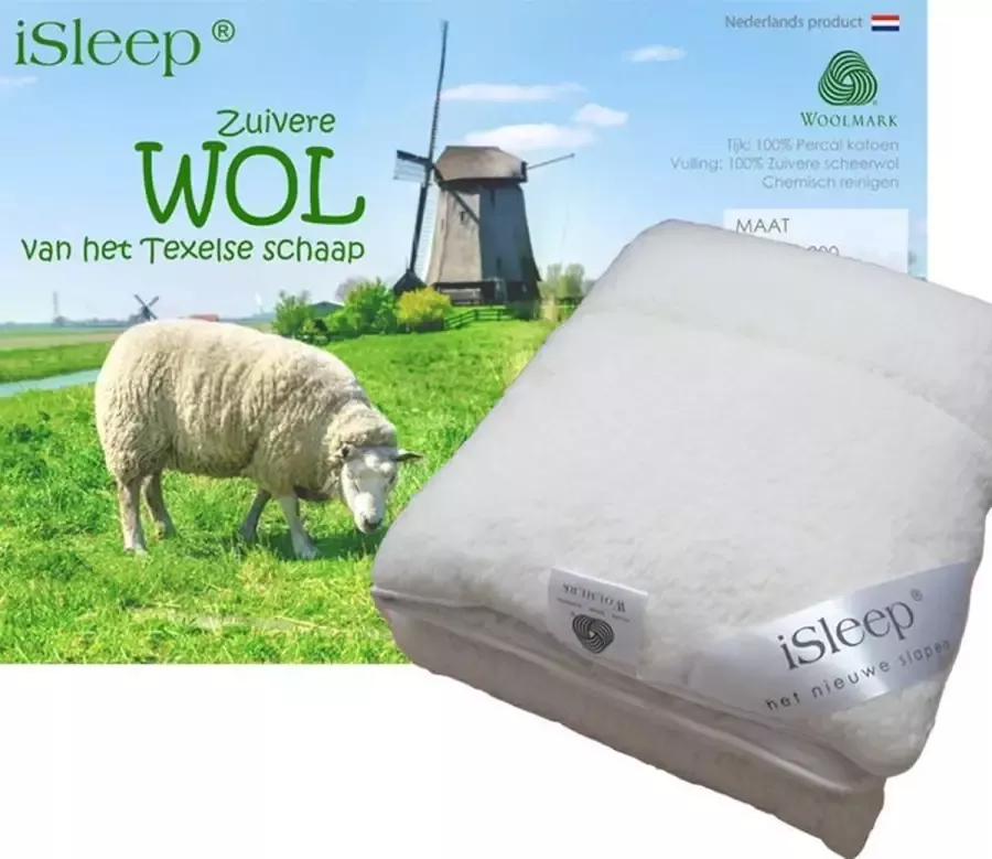 ISleep Wollen Onderdeken 100% Wol Ledikant 60x120 cm Ecru