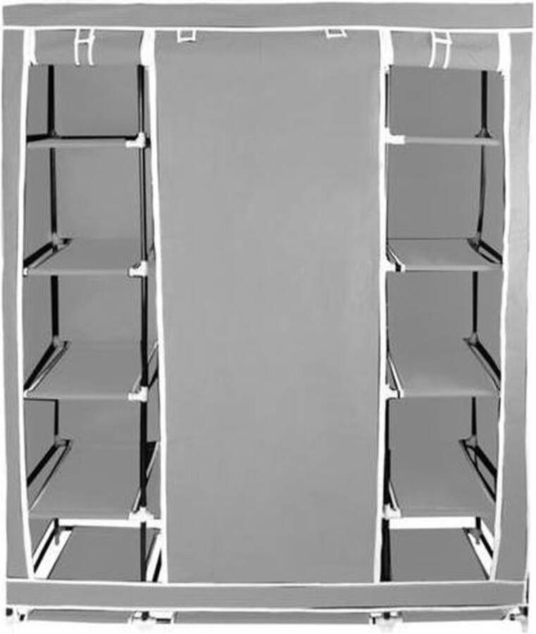 Iso trade Kledingkast Dubbele Garderobekast Textiel Opvouwbaar XXL Grijs