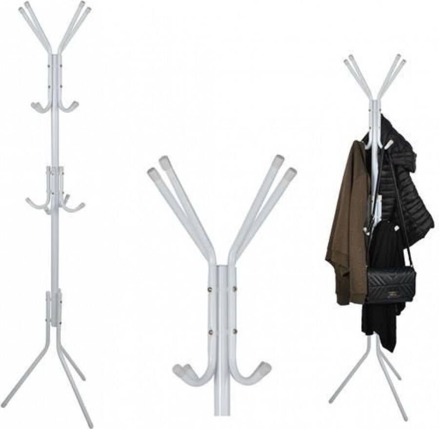 IsoTrade Kapstok met 12 haken Metaal Wit Hoogte 175cm Staand