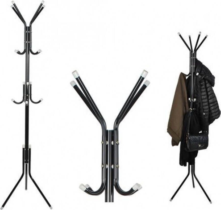 IsoTrade Kapstok met 12 haken Metaal zwart Hoogte 175cm Staand