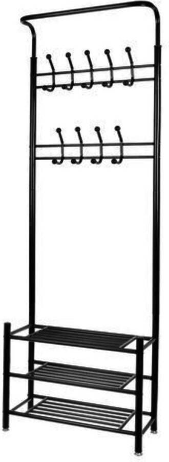IsoTrade Kledingrek Hanger voor kleding rek met schoenenplank Schoenenrek Organizer Opberger 192x65x29cm