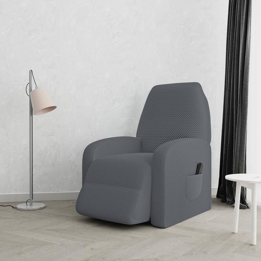 JGS Stijlvolle Donkergrijze Hoes voor Terugklapbare Sessel met Elastische Pasvorm en Zijvak