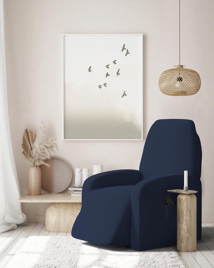 Italian Bed Linen Italiaans beddengoed Modieuze elastische fauteuilhoes donkerblauw standaardformaat