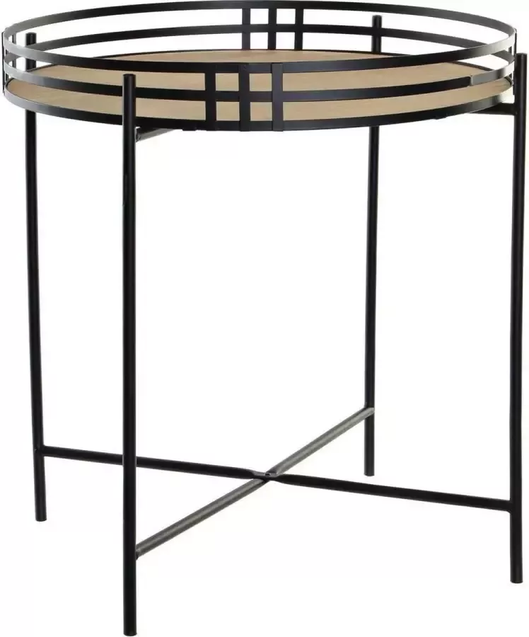 Items Bijzettafel rond metaal MDF zwart 45 x 47 cm Home Deco meubels en tafels